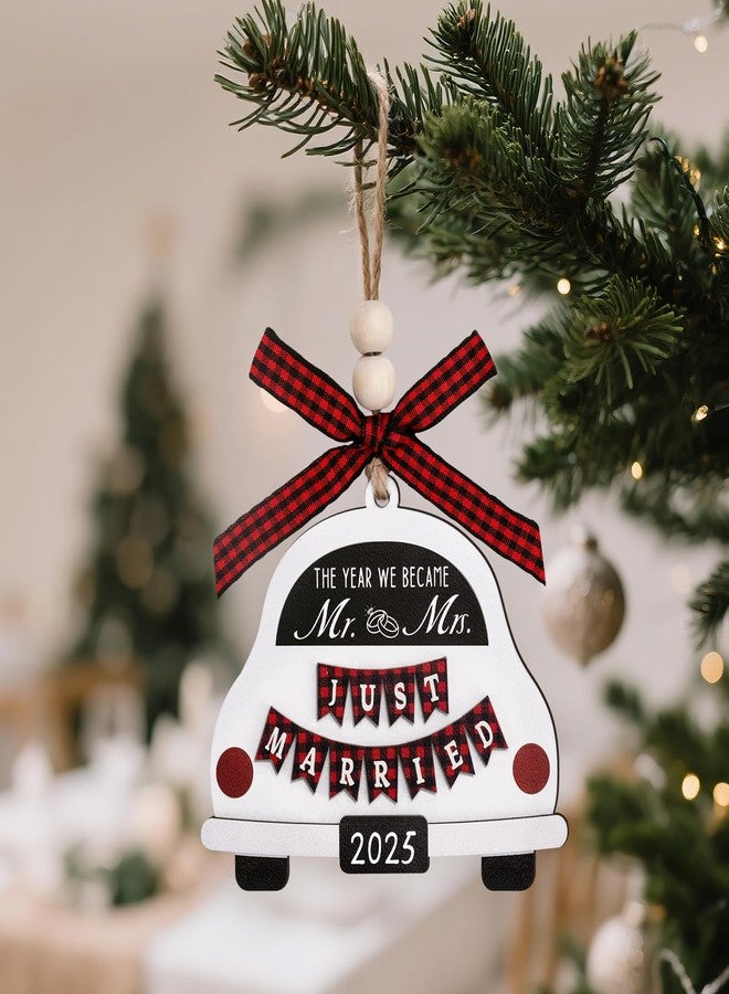 REDWORD Wedding Gifts for Couples 2025, Christmas Married Wood Hanging Ornament 2025 Christmas Mr and Mrs Bridal Shower Gift Bride to Be Gifts Wedding Gift for Newlyweds Just Married Decorations - Image 5